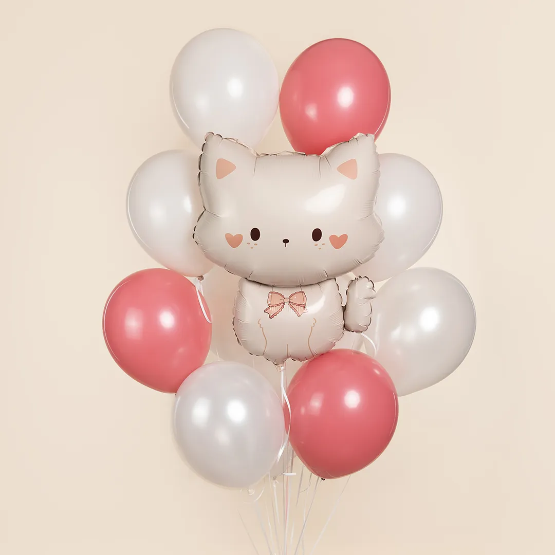 Шар (22''/56 см) Фигура, Кошечка с бантиком, 1 шт. в уп.