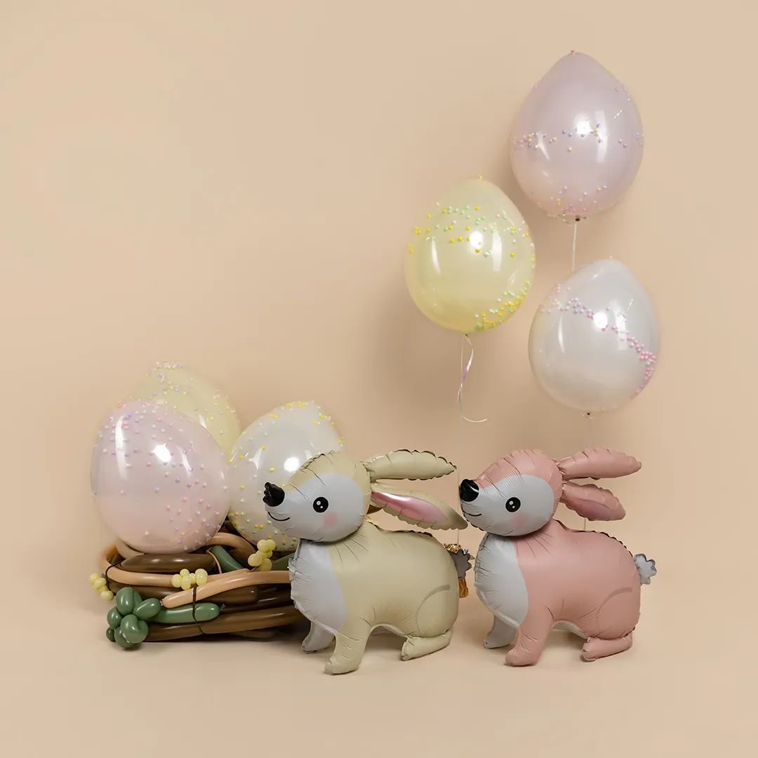 Шар (24''/61 см) Фигура 3D, Лесной Зайка, Кремовый, Сатин, 1 шт. в уп.